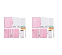 Giwnhvx 2 raccoglitori A6 con buste con cerniera, organizer per budget, per risparmiare denaro, buste per contanti, rosa