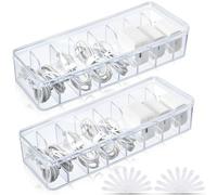 Giwnhvx 2 scatole portaoggetti per cavi con fascette metalliche, scatola trasparente con coperchio, organizer per scrivania per casa e ufficio, facile da usare
