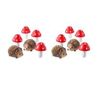 Giwnhvx 2 Set di accessori per fata da giardino, ricci in resina e decorazioni in miniatura di funghi in legno per artigianato bonsai