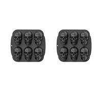 Giwnhvx 2 stampi in silicone a forma di teschio di Halloween, 6 cavità, stampo in silicone 3D a forma di teschio pirata, nero