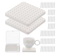Giwnhvx 2 tamponi refrattari in ceramica, tappetino da cottura in ceramica, con 120 chiodi di supporto per trampoliere da forno, riutilizzabili per gli amanti della ceramica
