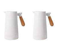 Giwnhvx 2 x 1 l rivestimento in vetro thermos caraffa per acqua calda casa ufficio isolamento a tenuta stagna pentola per acqua calda per caffè tè termica, bianco