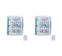 Giwnhvx 2 x 1000 raccoglitori per sfide di risparmio, libro mensile con buste, mini raccoglitori economici (blu)
