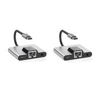 Giwnhvx 2 x Adattatore di rete LAN Type-C a Ethernet Hub USB C a 3,5 mm Audio PD docking station per laptop e telefono cellulare