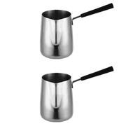 Giwnhvx 2 x caraffa per sciogliere la cera, con manico lungo, per candele e sapone, in metallo, per caffè, latte, 350 ml