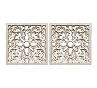 Giwnhvx 2 x Gomma Legno intagliato Floreale Decal Onlay Applique Mobili DIY Decor F: 20 x 20 cm