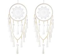 Giwnhvx 2 x Macrame - Arazzo da parete, con sensore di reve grande naturale (perle con pompon)