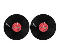 Giwnhvx 2 x Orologio da parete in vinile con scritta "Nostalgico" e ultra silenziosa con disco in vinile, personalità