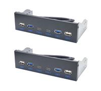 Giwnhvx 2 x Pannello USB 3.0 per computer desktop con unità CD-ROM da 5,25 pollici USB3.0/3.2 19 pin USB2.0 a 9 pin a 2 x USB tipo C + 2 x USB3.0 + 2 x USB2.0