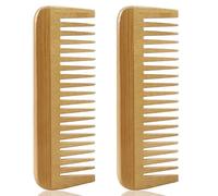 Giwnhvx 2 x pettine in legno spesso pettine a denti larghi massaggio stile portatile pettine per capelli antistatico pettine per capelli manico