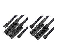 Giwnhvx 2 x PWM Fan Hub Splitter, 4 Pin Nero Manicotto 5 Vie PC CPU Ventola di Raffreddamento Cavo Adattatore Splitter 40 cm/15,7 Pollici