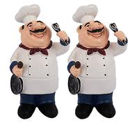 Giwnhvx 2 x ReTro Chef Modello Ornamenti Resina Mini Chef Figurine Casa Cucina Ristorante Bar Caffè Decor-A