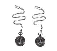 Giwnhvx 2 x Retro Steampunk Nero Romano Numerali Collana Quarzo Pendente Orologio Da Tasca Regalo