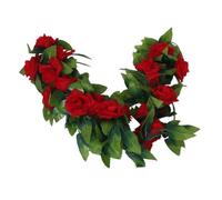 Giwnhvx 2 x Rosa Artificiale Ghirlanda di Fiori casa di Cerimonia Nuziale Decorazione del Giardino - Rosso e Verde