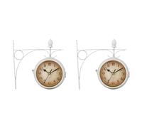Giwnhvx 2 x rotondo appeso da parete doppio lato due retro stazione orologio rotondo lampadario appeso da parete orologio decorazione
