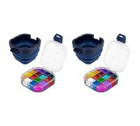 Giwnhvx 2 x Scatola per di immagazzinaggio ermetico per economizzatore di pittura, scatola per da 16 pozzi con coperchio, include un bacino per pennelli, per guazzo