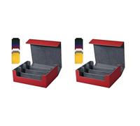 Giwnhvx 2 x Scatola portaoggetti per carte da collezione, oltre 1800 custodie per carte in PU, con chiusura magnetica, per carte magnetiche, colore: Rosso