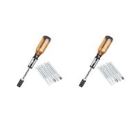 Giwnhvx 2 x Spingere Tirare il Cricchetto Set di Cacciaviti 5 in 1 Cacciavite Punte Pilota di Manico Porta Punta Vite a Bussola a Cricchetto Astuccio Marrone