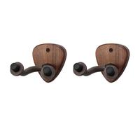 Giwnhvx 2 x Supporto da parete per chitarra con gancio, base in legno, banjo, basso, chitarra elettrica acustica, supporto per collo con fessura per plettri B