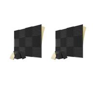 Giwnhvx 24 Acustici Autoadesivi, Nel Schiuma Fonoassorbente 1 x 12 x 12 Pollici, per Studio Musicale, Sala Giochi, Camera da Letto (Nero)