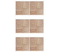 Giwnhvx 24 Pezzi in Legno Intagliato Applique Onlay Scultura a Quadri Non Dipinti Motivo Fiori DeCalsospendenza per la Decorazione di Mobili Porta Armadio