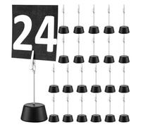 Giwnhvx 24 Pezzi Portacarte Clip per Memo Foto con Pinza Supporto per Numero di Tavolo Base in Legno per la Decorazione del Menu di Festa di Nozze