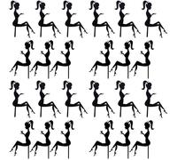 Giwnhvx 24 Pezzi Tacchi Alti Sagoma Modello Ragazza Decorazione Torta di Compleanno Cake Topper (Nero)