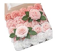 Giwnhvx 25 rose artificiali con stelo, decorazione per la casa, sfumata, bouquet composizione, fiori per fai da te, decorazione per bouquet da sposa, 8 x 18 cm