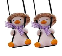 Giwnhvx 2PZ Swinging Duck Car Hanging Ornament Swing Duck Car Mirror Cute Anime Accessori per Auto Decorazione per Auto Ornamento Regalo A