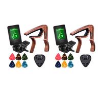 Giwnhvx 2X Accordatore Capo Chitarra Adatto per UkuleLé Violino Basso Elettrico Chitarra Acustica con plettri e Portaplettri Accessori per Chitarra