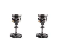 Giwnhvx 2X Carving Pistone Cranio Viso Realistico Skull Scultura Uomo Statua Ufficio Casa Tavolo Regali Halloween
