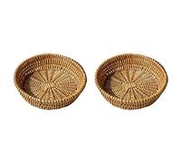 Giwnhvx 2X Cesto Intrecciato Un Mano, Cestino di Vimini, Cestino per per Pane, Frutta, Verdura, Cestino Regalo 25 x 8 cm