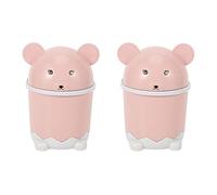 Giwnhvx 2X Cute Desktop Trash Desktop con Coperchio Mini Paper Flip Plastic Trash Can Pink