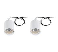 Giwnhvx 2X E27 Ceramica Base a Vite Rotonda LED Lampadina Socket Holder Adattatore Metallo Portalampada con Filo Bianco