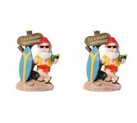 Giwnhvx 2X Figurine di GNOME Divertente in Resina con Pannello di Benvenuto Tavola da Surf Una Statua Da Qualche Parte a 5 Ore per la Decorazione della Corte del Giardino