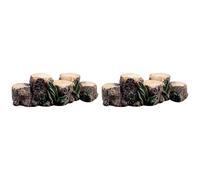 Giwnhvx 2X Giardino Fata Miniatura Ornamento Ponte Ceppo Albero Statuetta DIY Vaso di Pianta Casa Bambole Decorazione Esterna Decorazione