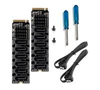 Giwnhvx 2X M.2 MKEY PCI-E Riser Card M.2 NVME a SATA3.0 PCIE a 6Gpbsx6-Port Scheda di espansione ASM1166 Supporto PM Funzione
