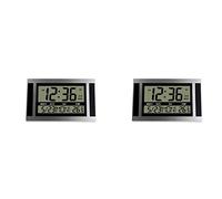 Giwnhvx 2X Orologio da Parete Digitale LCD Numero Grande Tempo Temperatura Calendario Sveglia da Tavolo Orologio da Tavolo Design Moderno Ufficio Casa