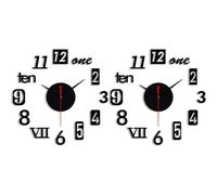 Giwnhvx 2X Orologio da Parete DIY - Orologio da Parete Moderno con Specchio 3D, Orologio con Numeri Romani - Orologio da Parete con Orologio Home Room Decor Nero