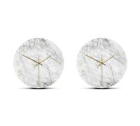 Giwnhvx 2X Quarzo Analogico Calmo Marmo Orologio da Parete 3D Chic Marmo Stampa Rotondo Parete Orologio Nordic Creatività Decor