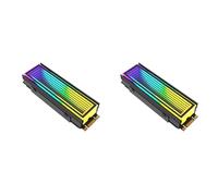 Giwnhvx 2X Radiatore Del Computer M.2 ARGB 2280 SSD M2 Radiatore PC RGB M.2 Nvme Radiatore Dissipatore Termico Effetto Abisso Senza Fine, Nero