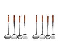 Giwnhvx 2X Set di Utensili da Cucina per Utensili da Cucina con Mestolo di Cucchiaio da Cucina con Spatola da Cucina Nel Acciaio Inossidabile con Manico Lungo