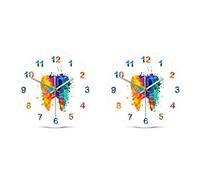 Giwnhvx 2X Stampa Pittura Dente Orologio Da Parete Il Gabinetto Dentale Arte Da Parete Non Ticking Orologio Da Parete