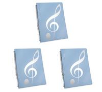 Giwnhvx 3 cartelline per spartiti, capacità 60 pagine, per spartiti musicali, formato A4, scrivibile e rimovibile, colore: blu
