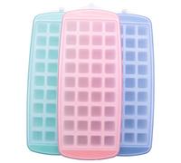 Giwnhvx 3 Pack Vassoi Flessibili di Ghiaccio Vassoi con Coperchi Spill- Rilascio Facile di Ghiaccio Vassoi Guadagna 63 Ice, Impilabili, Lavastoviglie