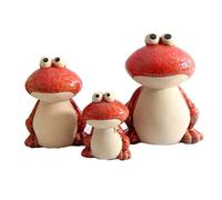 Giwnhvx 3 Pezzi Figurine di Famiglia di Statua di Rana Miniatura in Ceramica Statuetta di Rana Animale Ornamento di Rana per Libreria Facile Installazione