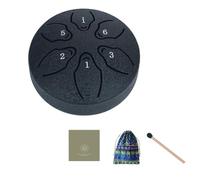 Giwnhvx 3 Pollici 6 Tono Outdoor Acciaio Tongue Drum Pioggia Tamburo Strumento Mini Tamburo A Mano Bacchetta Eterea Nero