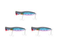 Giwnhvx 3 pz Popper de pesca a occhi 3D con ganci appuntiti 12 cm 42 g tovaglia d'acqua artificiale in plastica morbida Isca attrezzatura da pesca blu