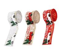 Giwnhvx 3 rotoli di nastri natalizi decorativi per fiocchi fai da te, 5 cm x 5 m, altezza Guality