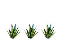 Giwnhvx 3 x 3 sculture rustiche a forma di tequila, piante di agave in metallo dipinte a mano fai da te, decorazioni da giardino per esterni, colore verde